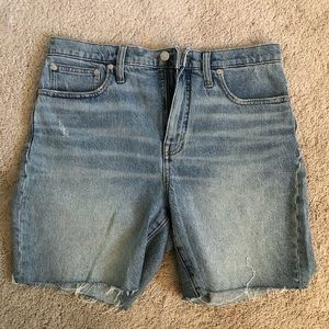 Madewell high-rise mid-length summer denim shorts